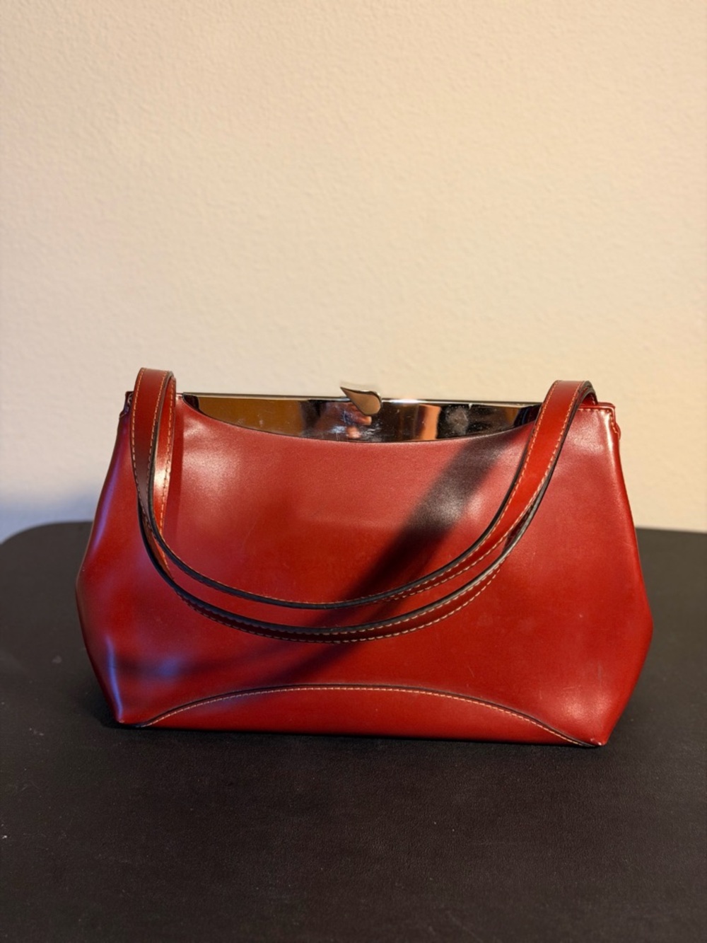 Classic Red Leather Shoulder Bag